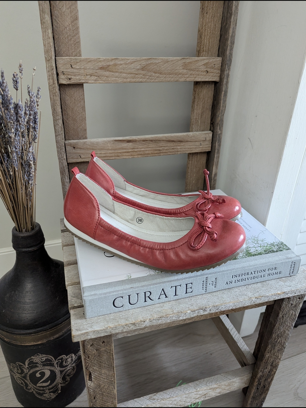 Women's Leather Ballet Flats with Knot Bow Detail by Arnold Churgin